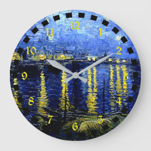 Grande Horloge Ronde Van Gogh - Nuit étoilée sur le Rhône