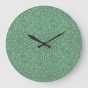 Grande Horloge Ronde Vannerie verte et bleue