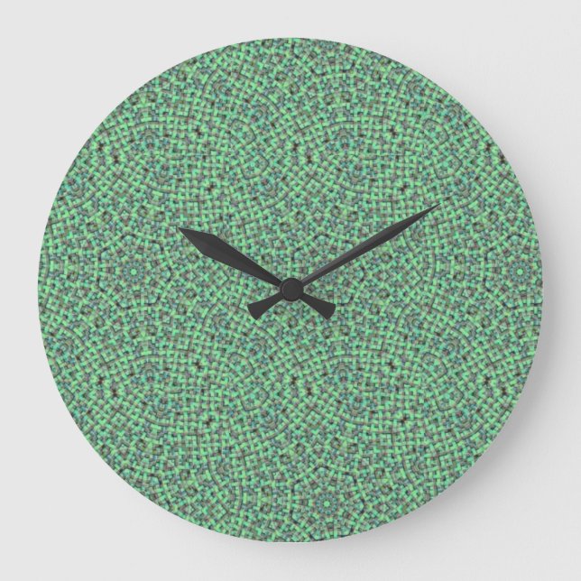 Grande Horloge Ronde Vannerie verte et bleue (Recto)