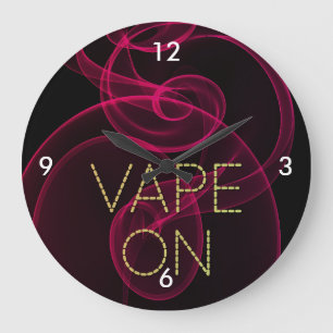 Grande Horloge Ronde Vape sur la fumée rose foncée
