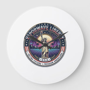 Grande Horloge Ronde Vaporwave Liberté Patriotique Patriotique Vaporwav