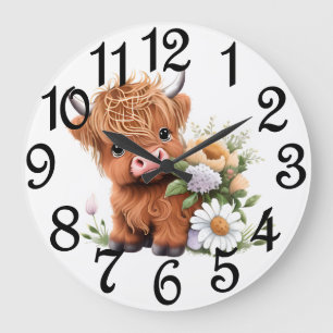 Grande Horloge Ronde Veau des Highlands bébé