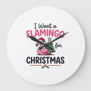 Grande Horloge Ronde Vecteur de citation de Noël flamant rose