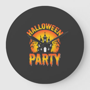 Grande Horloge Ronde Vecteur de fête de maison hantée Halloween
