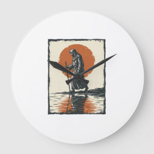 Grande Horloge Ronde Vecteur de réflexion de silhouette de marche au co