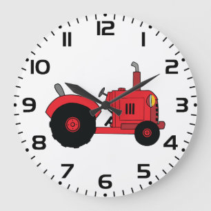 Grande Horloge Ronde Véhicule tracteur de ferme rouge