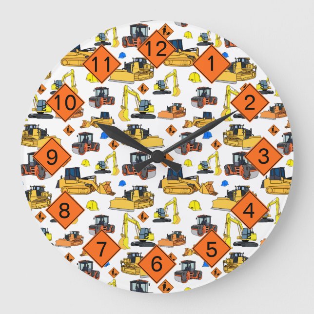 Grande Horloge Ronde Véhicules de construction Motif de construction (Recto)