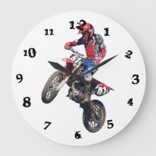 Grande Horloge Ronde Vélo rouge de saleté