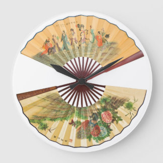 Grande Horloge Ronde Ventilateurs chinois traditionnels