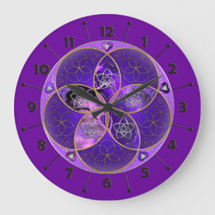 Grande Horloge Ronde Vénus Fleur d'amour finART rose violet