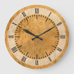 Grande Horloge Ronde Véritable Pommele Sapele Veneer