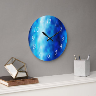 Grande Horloge Ronde Verre bleu