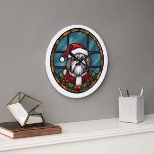 Grande Horloge Ronde Verre Cathédrale Noël Shih Tzu