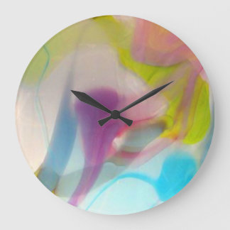 Grande Horloge Ronde Verre soufflé en pastel multicolore