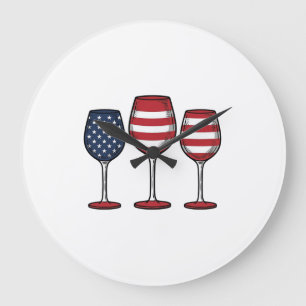 Grande Horloge Ronde Verres à vin patriotiques dessin de t-shirt vector