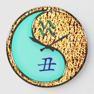 Grande Horloge Ronde Verseau & Bœuf de Feu