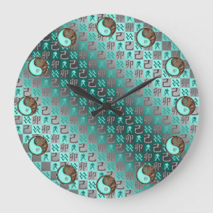 Grande Horloge Ronde Verseau & Lapin de Terre