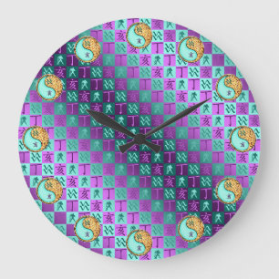 Grande Horloge Ronde Verseau & Sanglier de feu