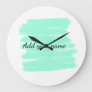 Grande Horloge Ronde Vert aquarelle ajouter nom message texte lancer