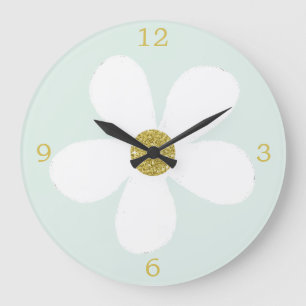 Grande Horloge Ronde Vert Blanc Simple Maisy Or