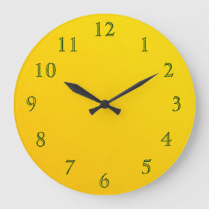 Grande Horloge Ronde Vert-foncé sur le jaune