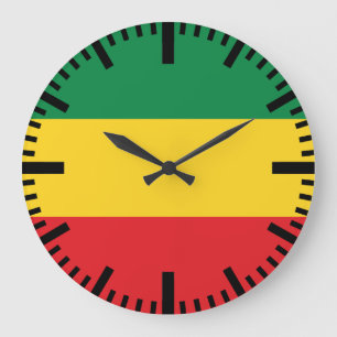 Grande Horloge Ronde Vert, or (jaune) et drapeau de couleurs rouges