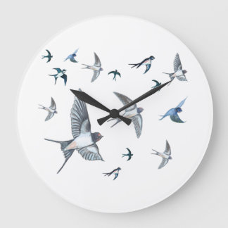 Grande Horloge Ronde Vestige d'oiseaux avageurs volants