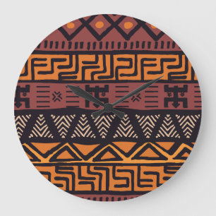 Grande Horloge Ronde Vibes Africaines Ethniques En Style Bohème