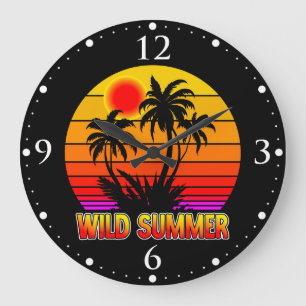 Grande Horloge Ronde Vibes d'été rétro sauvage-62827