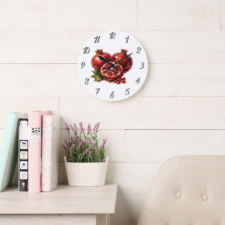 Grande Horloge Ronde Vibrant Pomegranate Kitchen Gift Bold Red Aestheti