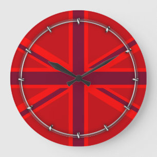 Grande Horloge Ronde Vibrant Red British Union Jack Flag