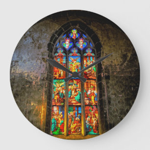 Grande Horloge Ronde Vibrant Vibrant Vitrage Coloré