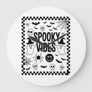 Grande Horloge Ronde Vibrations Flippantes Rétro Halloween