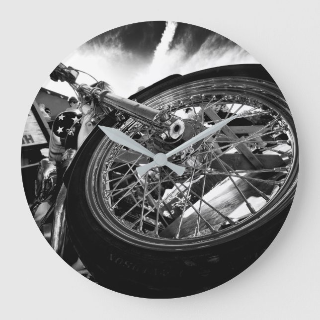 Grande Horloge Ronde vieille moto classique (Recto)