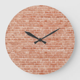 Grande Horloge Ronde Vieille texture murale en brique rouge.