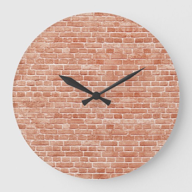 Grande Horloge Ronde Vieille texture murale en brique rouge. (Recto)