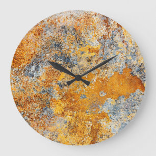Grande Horloge Ronde Vieille texture rouille, grunge arrière - plan mét