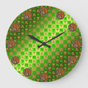 Grande Horloge Ronde Vierge & Dragon de Bois