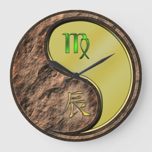 Grande Horloge Ronde Vierge & Dragon de Métal