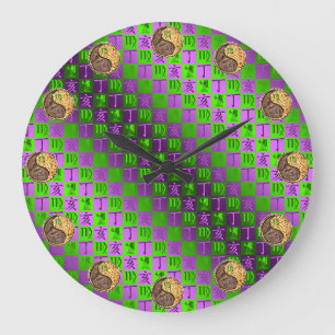 Grande Horloge Ronde Vierge & Sanglier de Feu