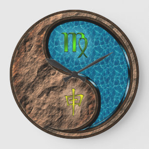 Grande Horloge Ronde Vierge & Singe d'eau