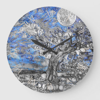 Grande Horloge Ronde Vieux arbre. Peinture Abstraite