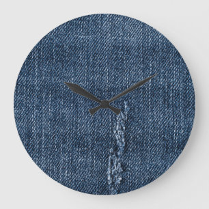 Grande Horloge Ronde Vieux denim déchiré : texture de jeans.