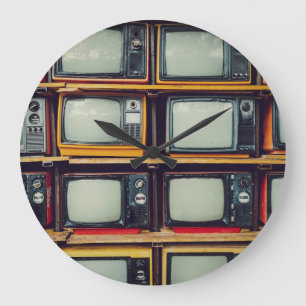Grande Horloge Ronde Vieux écran noir de télévision rétro