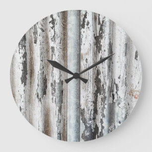 Grande Horloge Ronde Vieux mur de peinture ébréché en métal ondulé