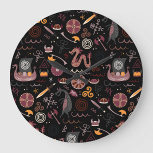Grande Horloge Ronde Viking : Conception Graphique, Intransparente.