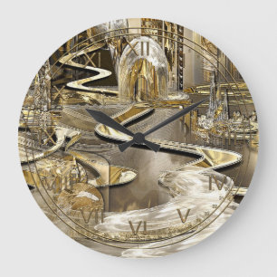 Grande Horloge Ronde Ville futuriste d'imaginaire de Jackson