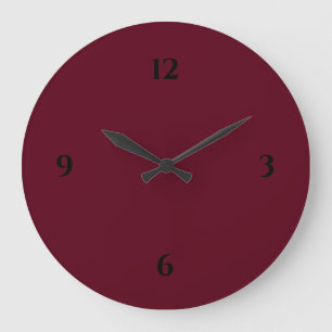 Grande Horloge Ronde Vin bordeaux simple et noir