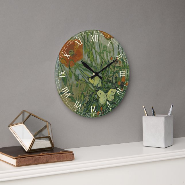 Grande Horloge Ronde Vincent van Gogh - Papillons et papillons (Bureau)