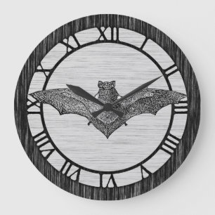 Grande Horloge Ronde Vintage Bat Illustration